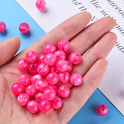 アクリルビーズ  天然石風  ラウンド  濃いピンク  10mm  穴：1.6mm  約1000個/500g&nbsp;MACR-S375-001C-07