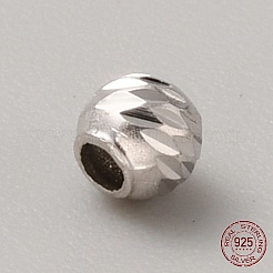 ロジウムメッキスターリングシルバービーズ  溝付き丸  プラチナ  3x2.5mm  穴：1.2mm&nbsp;STER-WH0019-08B-P