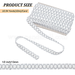 10m ポリエステルシルバーメタリックレースリボン  カーテン用  服の装飾  ホワイト  1/2インチ（13mm）  約10.94ヤード（10m）/カード&nbsp;DIY-WH0491-43C