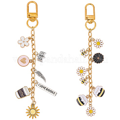 2Pcs 2 Styles Alloy Enamel Pendant Decorations&nbsp;HJEW-BM0001-46A