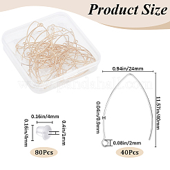 40Pcs 304 Stainless Steel Earring Hooks&nbsp;STAS-SP0001-40G