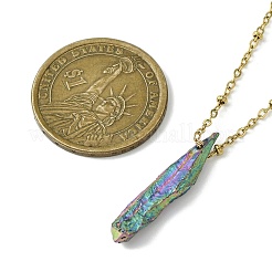 Electroplated Natural Quartz Crystal Prism Pendant Necklaces&nbsp;NJEW-JN05028-01
