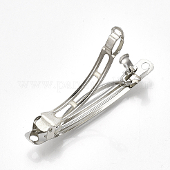 プラチナ鉄髪留めパーツ  フランスヘアクリップパーツ  59x7mm  穴：2.8~3mm&nbsp;X-IFIN-S289-59mm