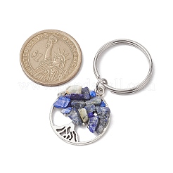 7 個 7 スタイルの宝石キーホルダー  合金製の金具と304ステンレススチール製の分割キーリング付き  命の木  5.55cm&nbsp;KEYC-JKC00770