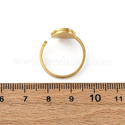 304 Stainless Steel with Rhinestone Cuff Rings&nbsp;RJEW-Q020-03G