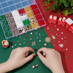 クリスマステーマのDIYジュエリー製作キット  合金エナメルペンダントを含む  ポリマークレイ、アクリル、CCBプラスチックビーズ  ミックスカラー  7x4mm  穴：1.3mm&nbsp;DIY-PH0032-75