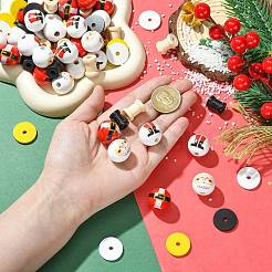 120Pcs 8 Styles Christmas Santa Claus Theme Spray Painted Schima Wood Beads&nbsp;WOOD-CJ0002-60