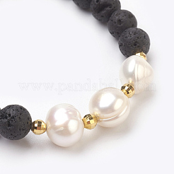 Natural Lava Rock Beads Stretch Bracelets&nbsp;BJEW-JB03880-01