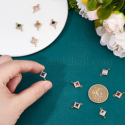 11Pcs 11 Colors Brass Pave Cubic Zirconia Connector Charms&nbsp;KK-HS0001-95