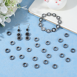 非磁性合成ヘマタイトビーズ60個  グレードAA  ドーナツ  ブラック  12x4mm  穴：1mm&nbsp;G-BBC0001-55