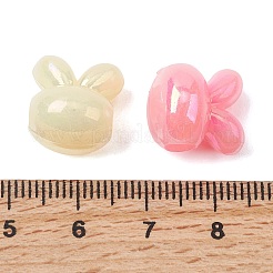 オペークアクリルヨーロピアンビーズ  ABカラーメッキ  ウサギの頭部  大穴ビーズ  ミックスカラー  14.5x13x12mm  穴：4mm  約568個/ 500 G&nbsp;OACR-G058-04