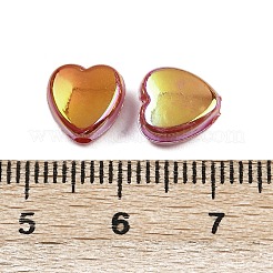 ABSプラスチックビーズ2631個  ハート  ABカラーメッキ  暗赤色  9x9x4.5mm  穴：1.6mm&nbsp;KY-H009-01D