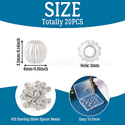 20Pcs 925 Sterling Silver Corrugated Round Spacer Beads&nbsp;STER-TA0001-32