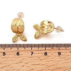 Leaf Brass Stud Earrings&nbsp;EJEW-B148-05G