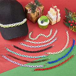 アクリルリンクハットチェーン15個  合金製カニカン付き  ミックスカラー  247mm&nbsp;HJEW-AR00033