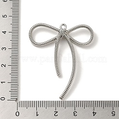 ラックメッキ合金ペンダント  カドミウムフリー＆ニッケルフリー＆鉛フリー  蝶結び  プラチナ  44x35.5x5mm  穴：1.6mm&nbsp;X-PALLOY-H142-05P-01