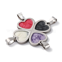 201 Stainless Steel with Glass Connector Charms&nbsp;STAS-Q342-09P