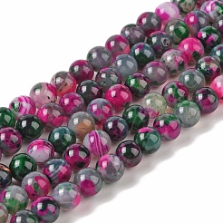 天然石瑪瑙ビーズ連売り  染め＆加熱  ラウンド  赤ミディアム紫  8mm  穴：0.7mm  約44個/連  14.17インチ（36cm）&nbsp;G-C116-B01-05