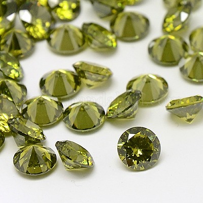 キュービックジルコニアカボション  グレードA  多面カット  ダイヤモンド  オリーブ  3x2mm&nbsp;ZIRC-M002-3mm-006-1