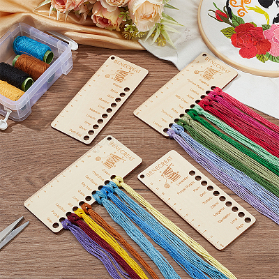 木製糸巻き板4枚 フロスボビン クロスステッチ用糸オーガナイザー