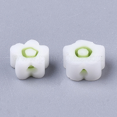 ガラスビーズ  花  薄緑  4~6x4~6x2.5~3mm  穴：1mm&nbsp;LS-X1-GLAA-T019-01-C01-1