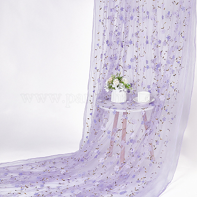 ポリエステル刺繍メッシュ生地  花柄  ライラック  1500x0.1mm  5ヤード/個&nbsp;DIY-WH0622-616C-1