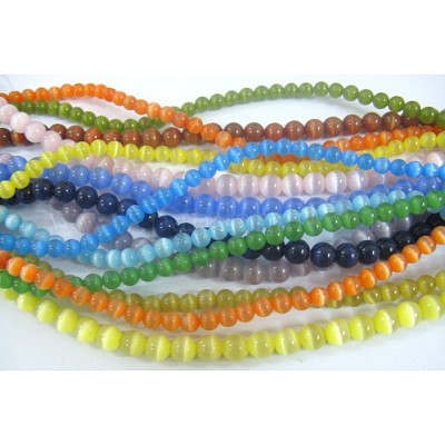 キャッツアイビーズ  ラウンド  ミックスカラー  12mm  穴：1.5mm  約32個/連  14.5インチ&nbsp;CER12mm-M-1