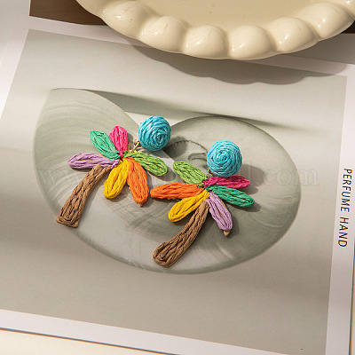 Raffia Dangle Stud Earrings&nbsp;WGDAA6F-04-1