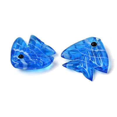 手作りランプワークビーズ  魚  ブルー  22.5~23x20~21.5x7.5~8.5mm  穴：1.6mm&nbsp;LAMP-H073-01B-1