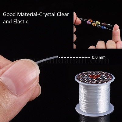 フラット弾性クリスタルストリング  弾性ビーズ糸  ストレッチブレスレット作り用  染め  ホワイト  0.8mm  約12.02ヤード（11m）/ロール&nbsp;X-EW014-1