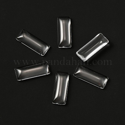 クリアガラスカボション  長方形  透明  25x10x5mm&nbsp;X-GLAA-SZC0001-02-1