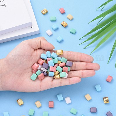 チェコガラスビーズ  長方形  ミックスカラー  11x8x5~5.5mm  穴：0.9mm  約117個〜123個/袋&nbsp;LAMP-D180-03-1