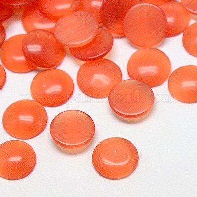 キャッツアイカボション  半円  サンゴ  10x2~3mm&nbsp;CE-J002-10mm-01-1