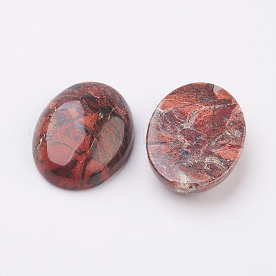 Natural Brecciated Jasper Flat Back Cabochons&nbsp;G-G741-18x25mm-02-1