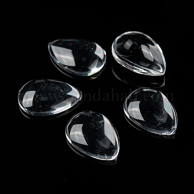 透明なティアドロップガラスカボション  透明  18x13x4.5mm&nbsp;GGLA-R024-18x13-1