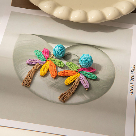 Raffia Dangle Stud Earrings&nbsp;WGDAA6F-04-1