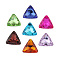 Glass Pointed Back Rhinestone Cabochons, Back Plated, Faceted Triangle, Mixed Color, 23x23x7mm, about 32pcs/bag