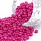 Baking Paint Glass Seed Beads, Fuchsia, 8/0, 3mm, Hole: 1mm, about 1111pcs/50g, 50g/bag, 18bags/2pounds