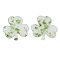 Opaque Acrylic Pendants, Clover, with Paillette, Pale Green, 34.5x36x3mm, Hole: 1.6mm