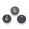Freshwater Shell Charms, with Gold Blocking Letter, Dyed, Flat Round, Black, Letter.G, 11x1.5mm, Hole: 1.5mm