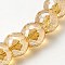 Electorplated Glass Beads, Rainbow Plated, Faceted, Round, Orange, 11x8mm, Hole: 1mm
