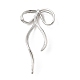真鍮のスタッドのイヤリングパーツ  カン付き  蝶結び  プラチナ  46.5x24mm  穴：1.5mm  ピン：0.9mm&nbsp;KK-U061-14A-P-1