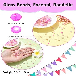ガラスビーズ  多面カット  ロンデル  フラミンゴ  4.5x3~4mm  穴：1mm  500個/セット&nbsp;GLAA-CJ0002-51B