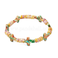 Spray Painted Synthetic Turquoise Beads Stretch Bracelets for Men Women&nbsp;BJEW-JB12240-02