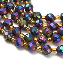 Electroplated Natural Druzy Geode Crystal Beads Strands&nbsp;G-F833-P01-8mm-11