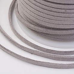 スエード調コード  フェイクレース  銀  3x1mm  約30m /ロール&nbsp;LW-WH0001-1126