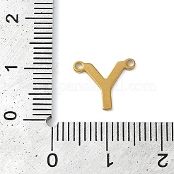 304ステンレススチールチャーム  18KGP本金メッキ  レターチャーム  文字y  10x11x1mm  穴：1mm&nbsp;STAS-Z074-04G-Y
