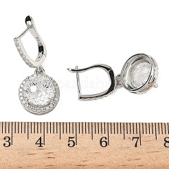 925スターリングシルバーマイクロパヴェキュービックジルコニアフープピアス  フラットラウンド  プラチナ  透明  31x13mm&nbsp;EJEW-B147-01B-01