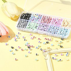 900 個 10 色不透明アクリルビーズ  ハートを持つキューブ  ミックスカラー  4.5x4.5x4.5mm  穴：2mm  90個/カラー&nbsp;OACR-FS0004-04