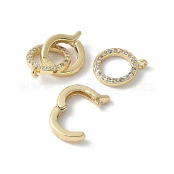 Brass Micro Pave Clear Cubic Zirconia Fold Over Clasps&nbsp;KK-D324-04G